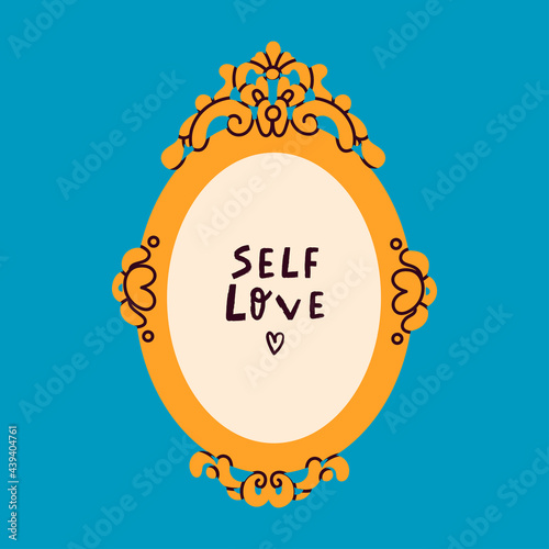 Decorative Frame or border with motivational Quote. Classic ornament. Beautiful shape. Vintage, retro design. Elegant, modern style. Hand drawn colorful trendy Vector illustration 