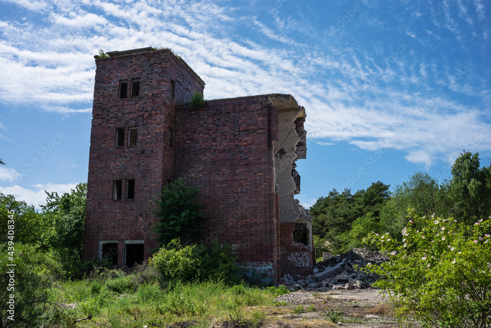 Ruins of old military East Prussian air hangars from the Second World War on the Vistula Spit, now destroyed