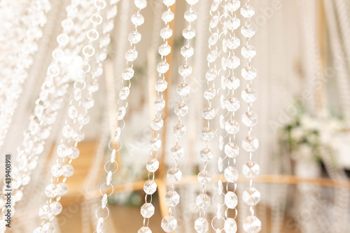 crystals from the chandelier. glass stone ribbons