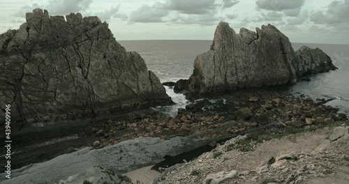 Arnía Beach, Costa Quebrada. Spectacular views of the rocky beach located in Cantabria (Spain). Shots shot with professional stabilization in 4K DCI resolution.