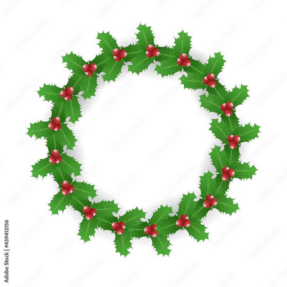 Holly leaves and berries in Christmas holiday ,Vector illustration EPS 10
