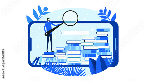 online library search in flat style vector illustration