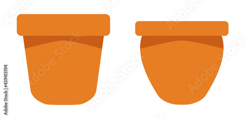 Flower pots template. Isolated, lined vector set.