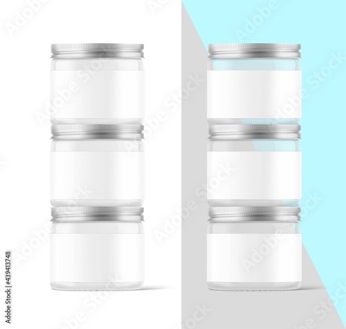 Blank package jar mockup. Vector illustration isolated on white background. Can be use for your design, advertising, promo and etc. EPS10.	
