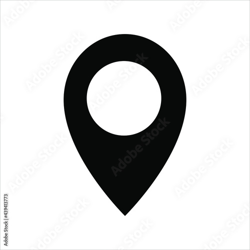 Black icon of simple forms of point of location. Map pin icon vector, filled flat sign isolated on white. Location point symbol, logo illustration.