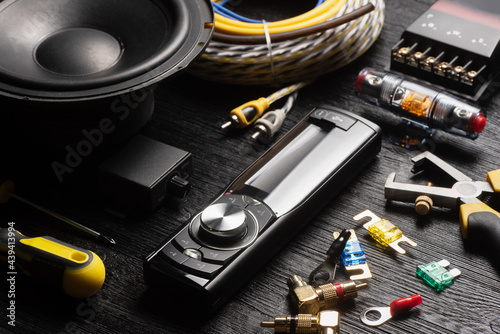 фотографія Car stereo audio components background
