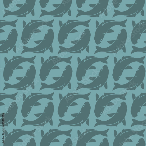 seamless pattern with fish on blue background