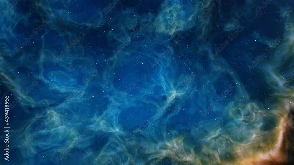 colorful space background with stars, nebula gas cloud in deep outer space, science fiction illustrarion 3d render	
