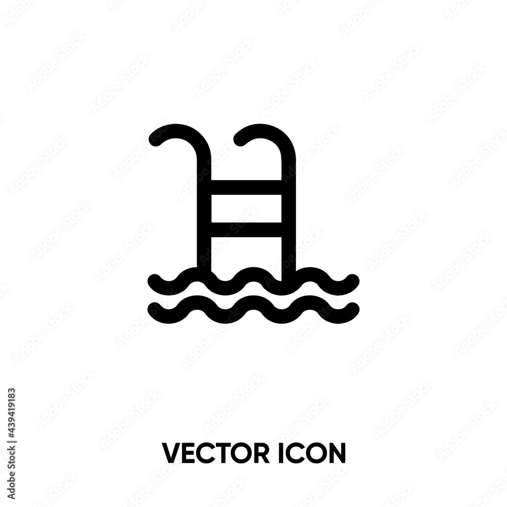 Pool vector icon. Modern, simple flat vector illustration for website or mobile app. Swimming pool ladder symbol, logo illustration. Pixel perfect vector graphics Pool vector icon. Modern, simple flat vector illustration for website or mobile app. Swimming pool ladder symbol, logo illustration. Pixel perfect vector graphics