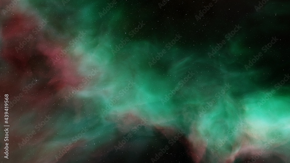 Fototapeta premium colorful space background with stars, nebula gas cloud in deep outer space, science fiction illustrarion 3d render