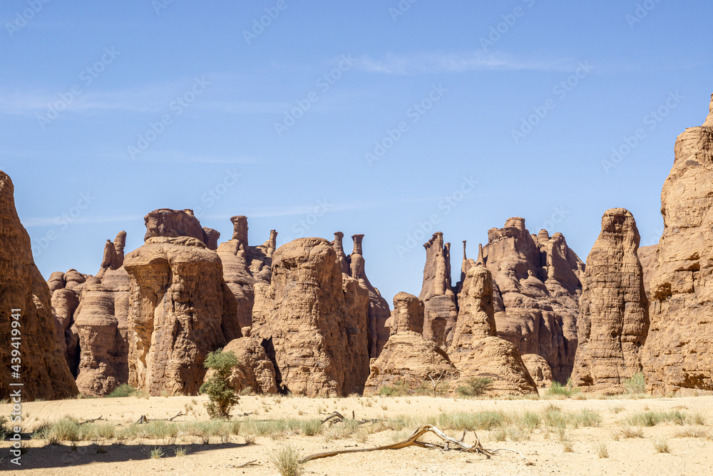 View of the Ennedi Massif from inside a car, Chad, Africa