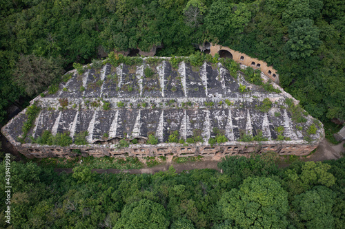 Aerial view on abandoned Military Tarakaniv Fort (Dubno Fort, New Dubno Fortress) - a defensive structure of 19th century in Tarakaniv, Ukraine. photo