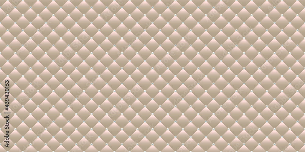 Fototapeta premium Nude luxury background with pearls and rhombuses. Seamless vector illustration.