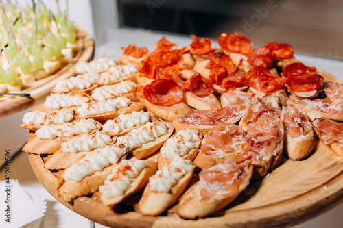 appetizer bread meat board on festive table