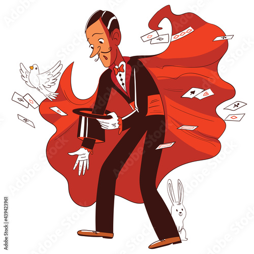 Magician. Funny cartoon character