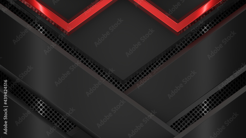 Abstract Plates On Dark Perforated Wall. Abstract Technology Background. 3D Rendering. Abstract Plates On Dark Perforated Wall. Abstract Technology Background. 3D Rendering.