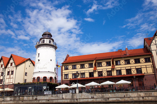 Buildings in the Fishing village. Kaliningrad, Russia.