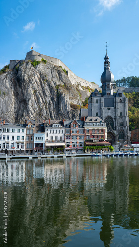 Small Belgian town Dinant on Meuse river in Walloon, Belgium