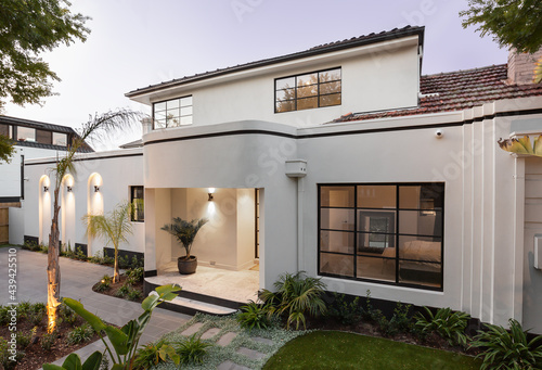 Residential home at dusk photo