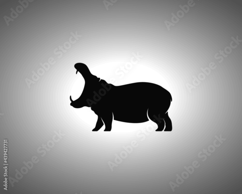 Hippopotamus Silhouette. Isolated Vector Hippo Animal Template for Logo Company, Icon, Symbol etc
