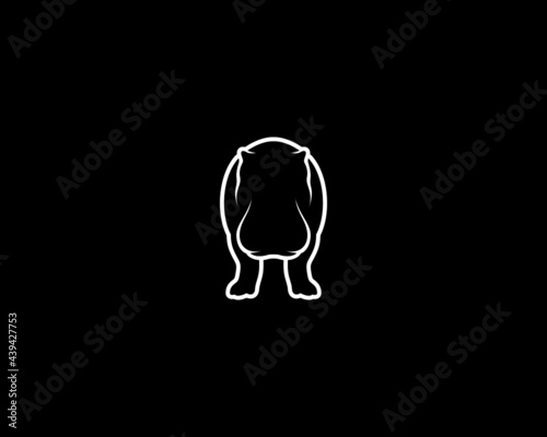 Hippopotamus Silhouette. Isolated Vector Hippo Animal Template for Logo Company, Icon, Symbol etc