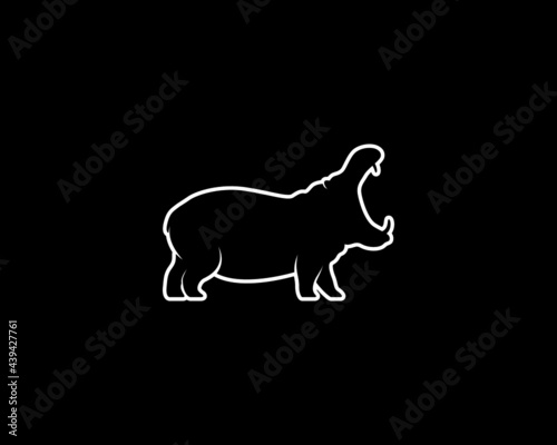 Hippopotamus Silhouette. Isolated Vector Hippo Animal Template for Logo Company, Icon, Symbol etc
