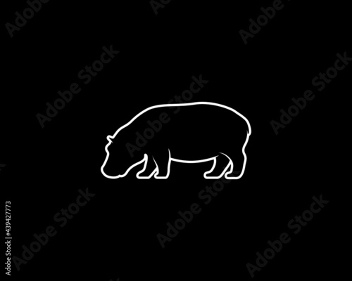 Hippopotamus Silhouette. Isolated Vector Hippo Animal Template for Logo Company, Icon, Symbol etc