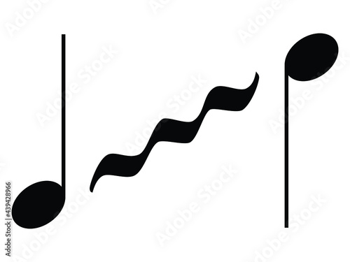 Black music symbol of Glissando or Portamento  photo