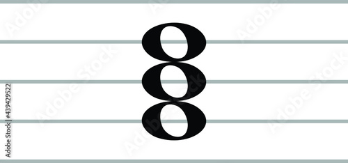 Black music symbol of triad chord on ledger lines