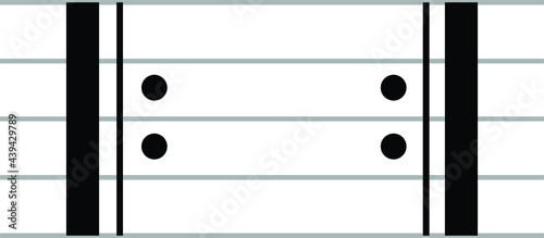 Black music symbol of  Repeat signs on ledger lines
