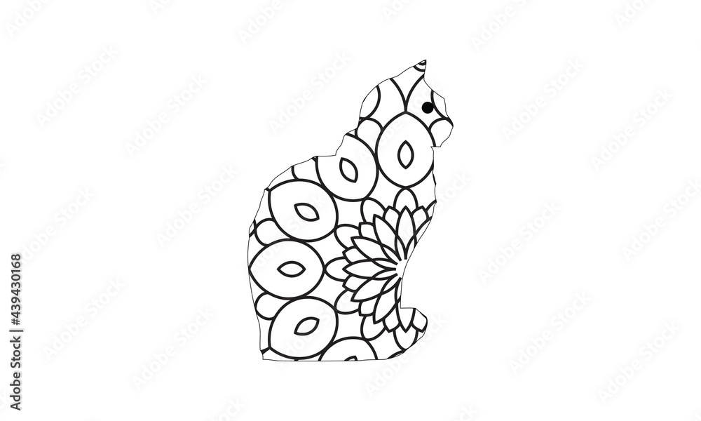 Fototapeta premium Cat silhouette coloring page for coloring book