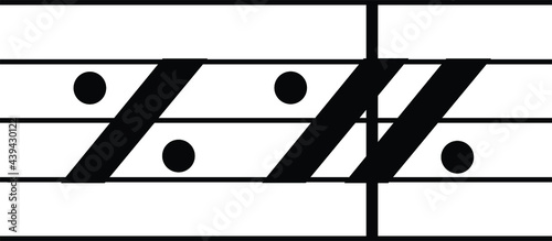 Quadro em tela Black music symbol of  Simile marks on staff lines