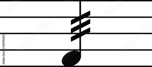 Black music symbol of tremolo on staff lines