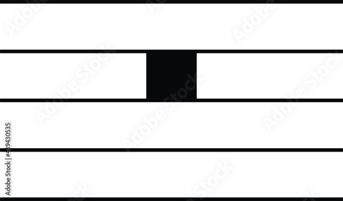Black music symbol of Double whole note rest on staff lines