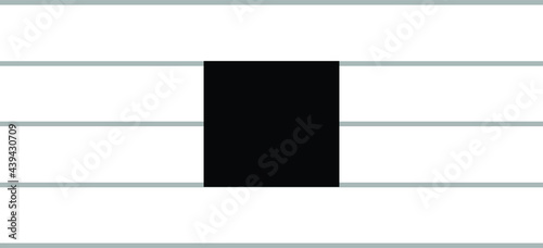 Black music symbol of Octuple whole note rest on ledger lines