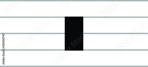 Black music symbol of Quadruple whole note rest on ledger lines