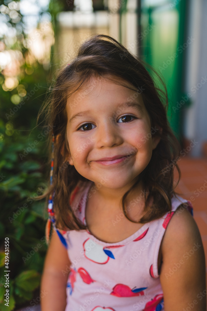 Little Girl Portrait on Balcony Outdoors Little Girl Portrait on Balcony Outdoors
