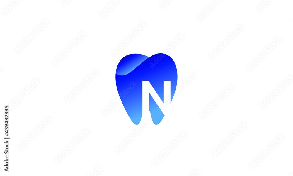 Letter N Dental Blue Modern Unique Logo Letter N Dental Blue Modern Unique Logo