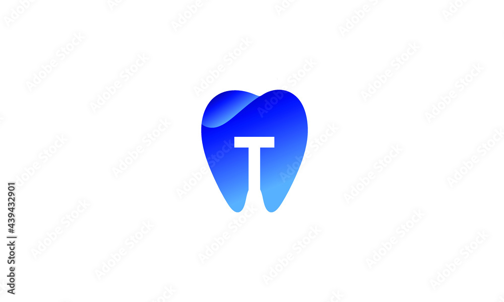 Letter T Dental Blue Modern Unique Logo Letter T Dental Blue Modern Unique Logo