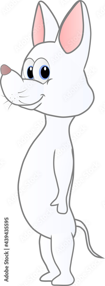 Cartoon illustration of a white mouse Stock Vector | Adobe Stock