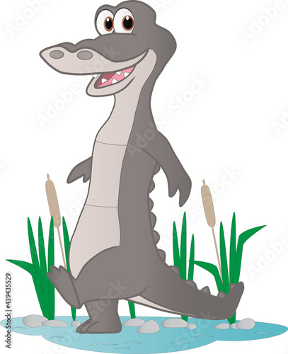 Cartoon illustration of a walking crocodile