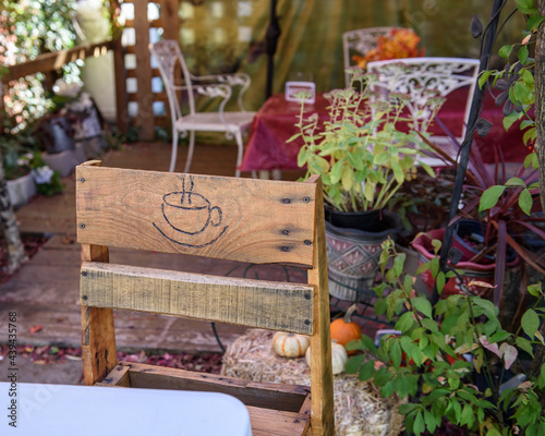 Small town, quaint, coffee shop with outdoor service