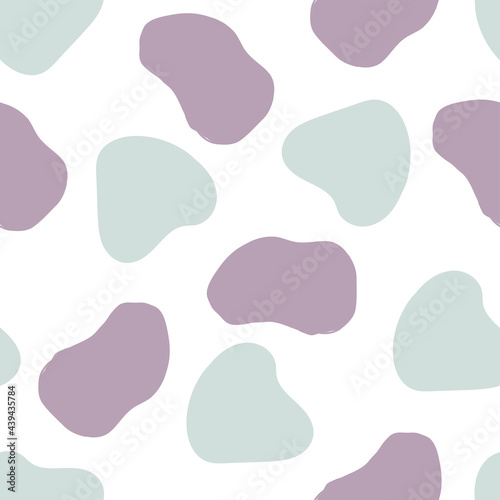 Abstract seamless pattern with colorful splashes Vector illustration Light blue and purple spots on white background