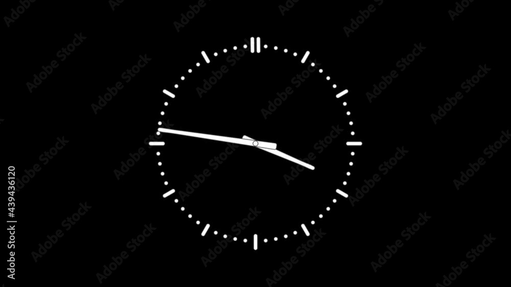 Spinning clock in 12 hour perfect seamless loop (4K 38400x2160, 16s/30fps).