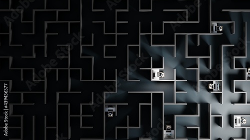 Wallpaper Mural Office workers trapped in a maze. Workaholic, social isolation concept. Digital 3D rendering. Torontodigital.ca