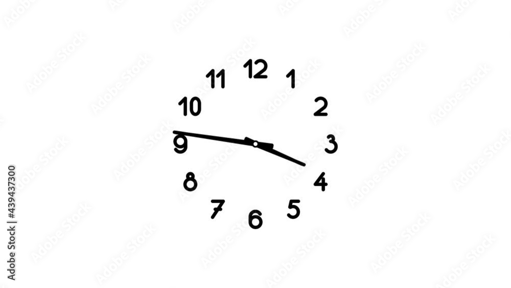 Spinning clock in 12 hour perfect seamless loop (4K 38400x2160, 16s/30fps).