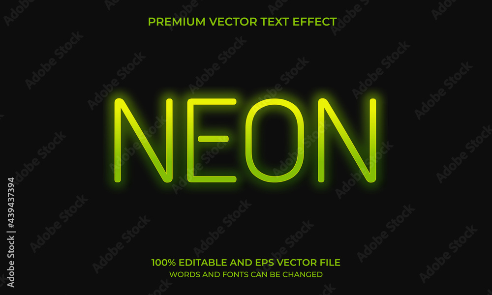 Neon light text effect, editable retro and glowing text style Neon light text effect, editable retro and glowing text style