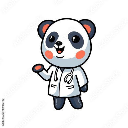 Cute little panda doctor cartoon