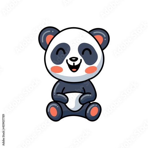 Cute little panda cartoon sitting