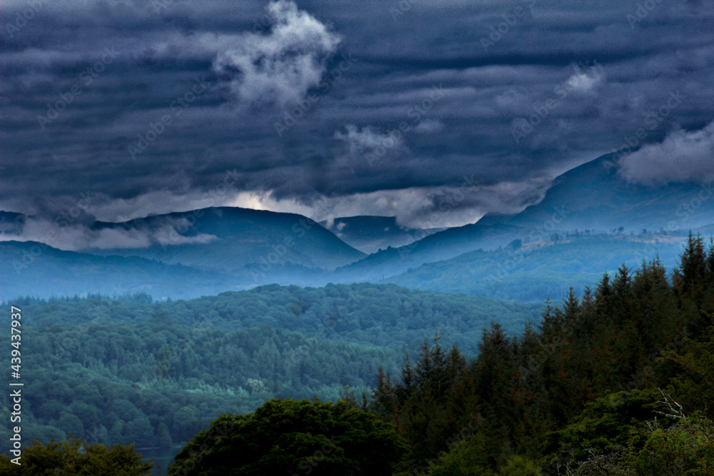 Fog in the lake district mountains